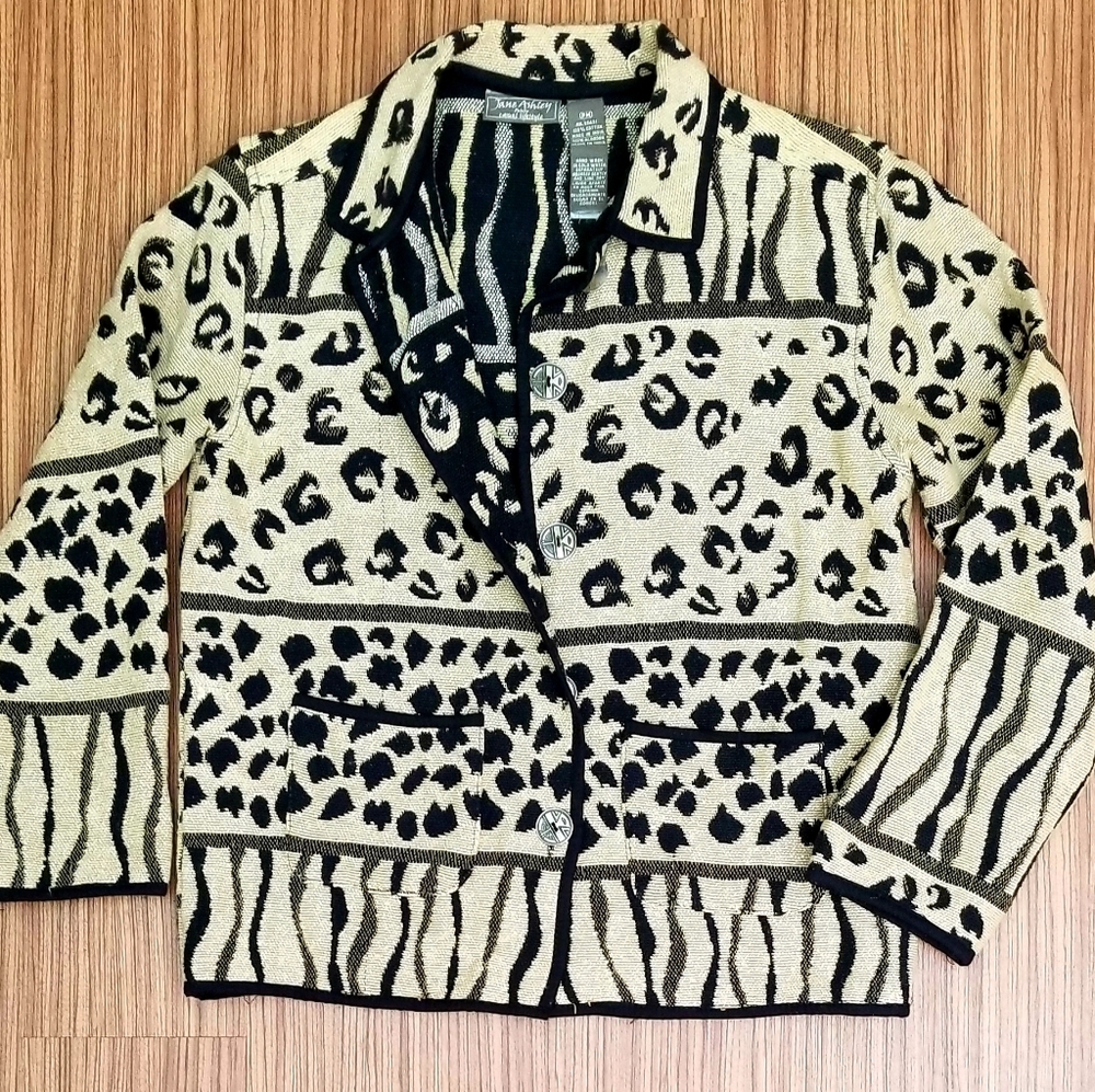 COPY - Jane Ashley Leopard Zebra print Tapestry Jacket Size PM
